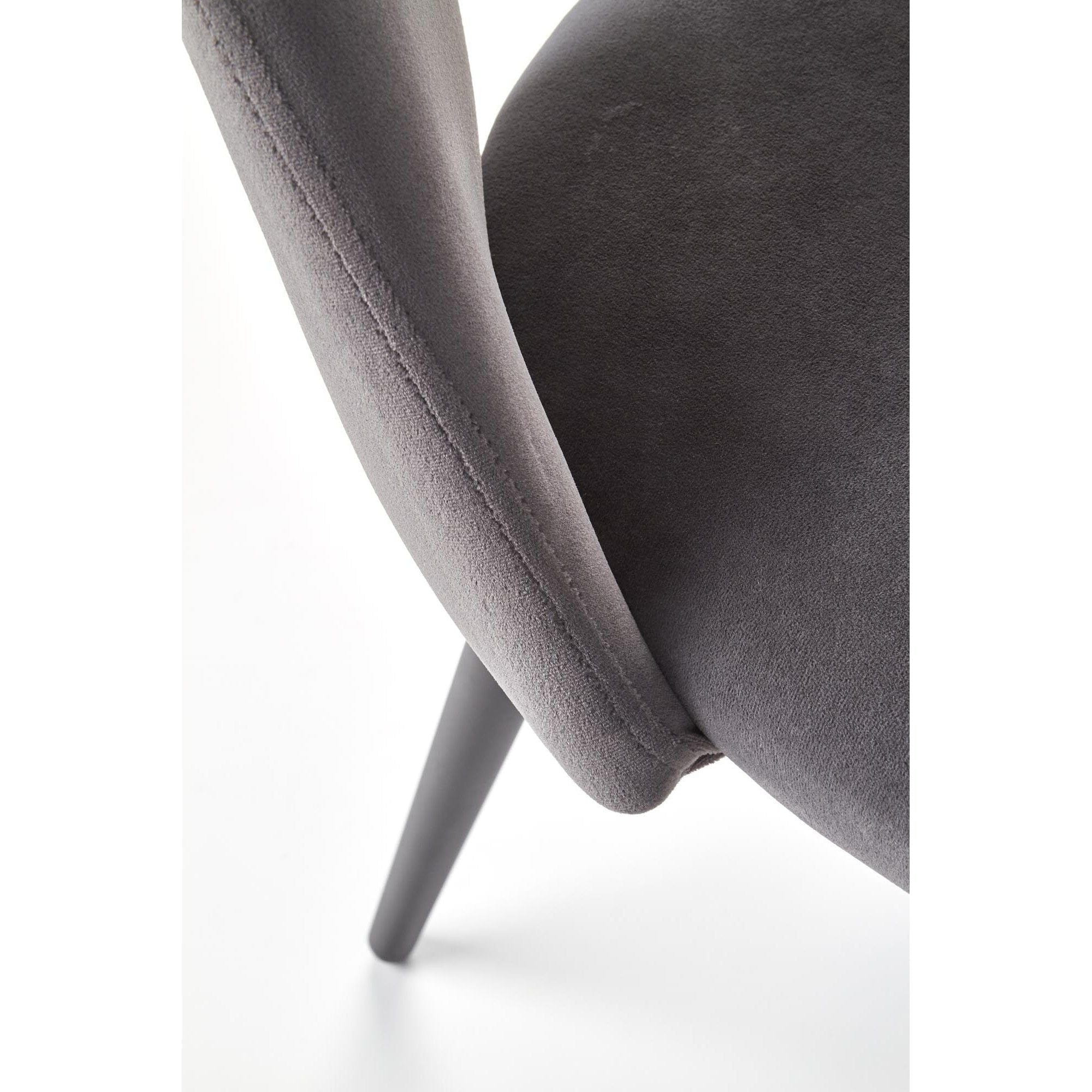 Scaun tapitat K384, gri/negru, stofa catifelata/metal, 54x57x84 cm