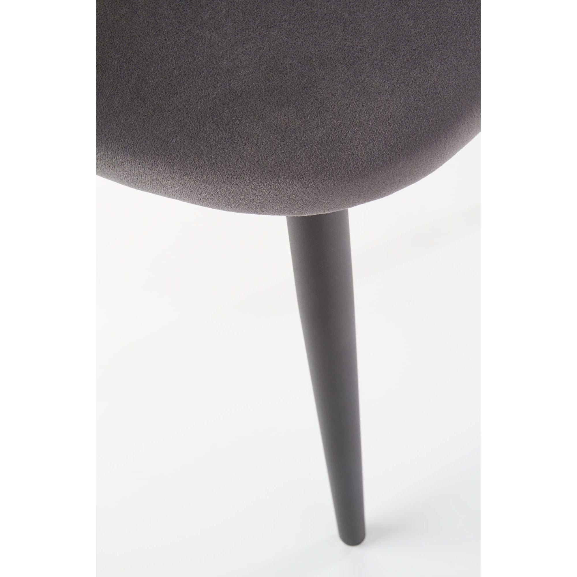 Scaun tapitat K384, gri/negru, stofa catifelata/metal, 54x57x84 cm