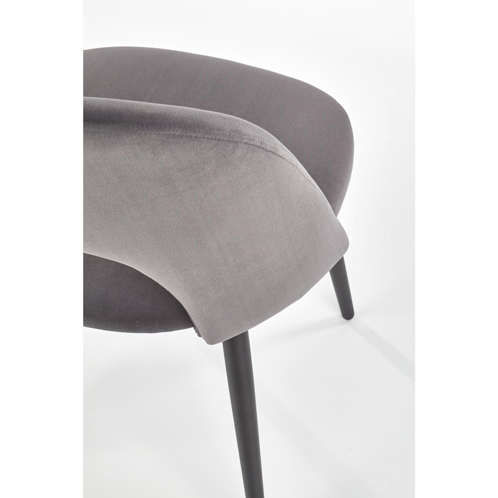 Scaun tapitat K384, gri/negru, stofa catifelata/metal, 54x57x84 cm