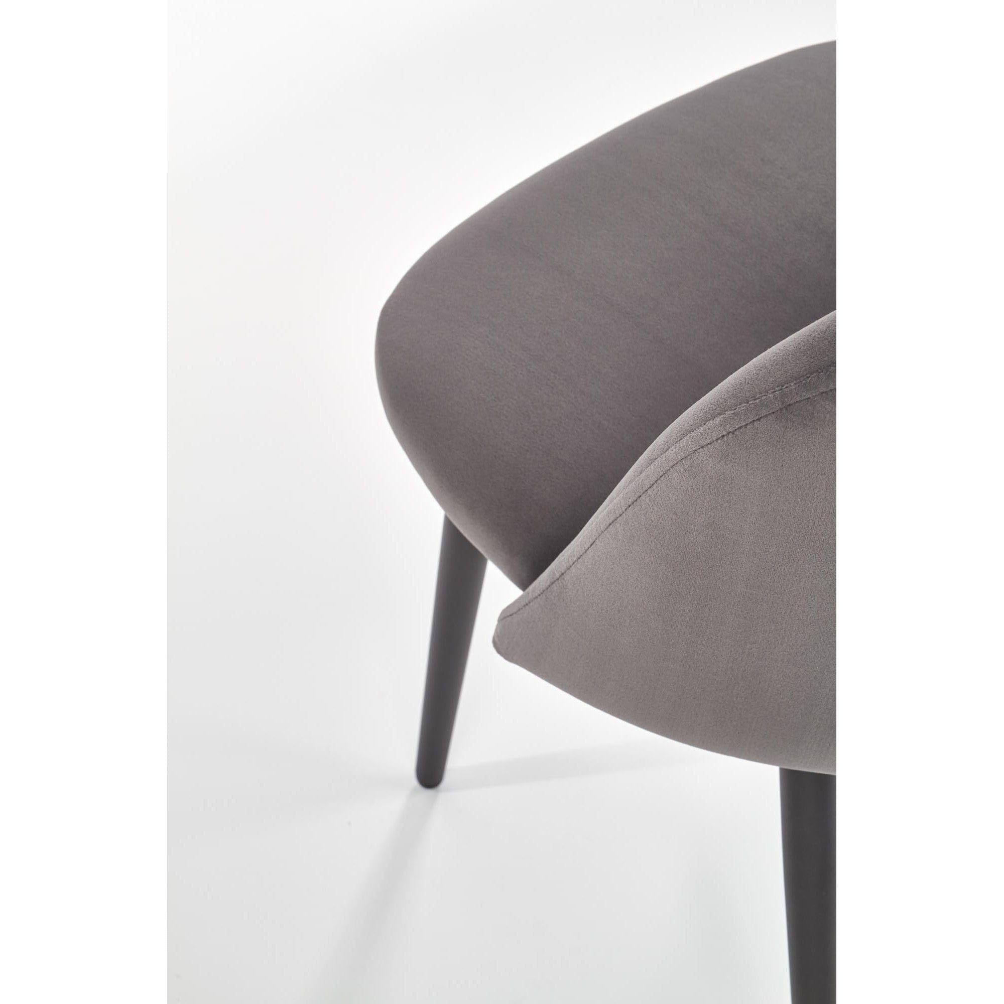 Scaun tapitat K384, gri/negru, stofa catifelata/metal, 54x57x84 cm