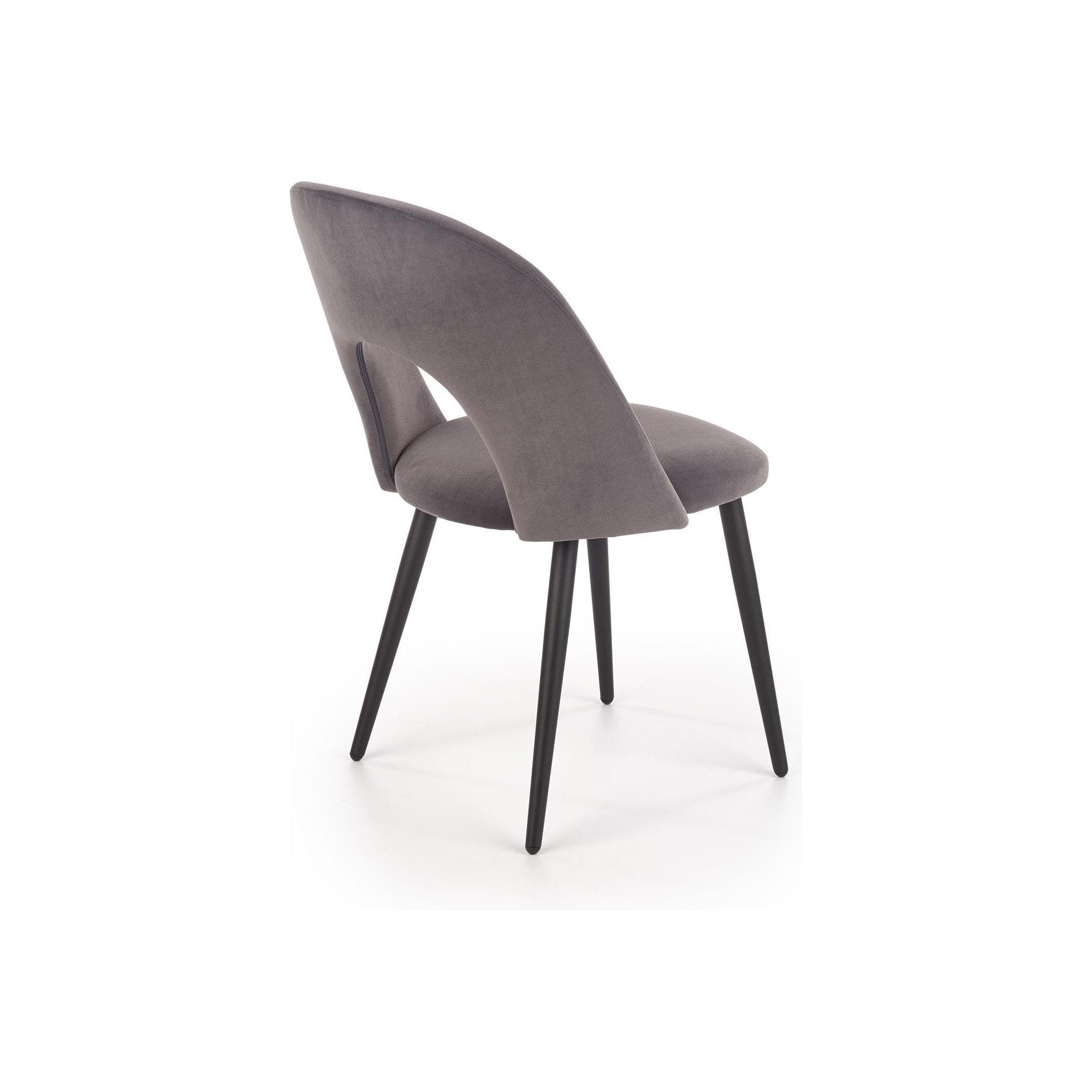 Scaun tapitat K384, gri/negru, stofa catifelata/metal, 54x57x84 cm