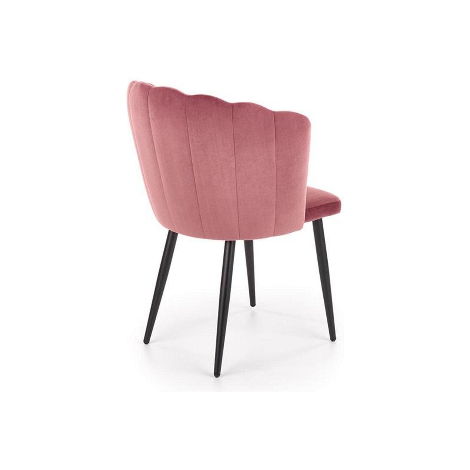 Scaun tapitat K386, roz/negru, stofa catifelat/metal, 60x58x84 cm