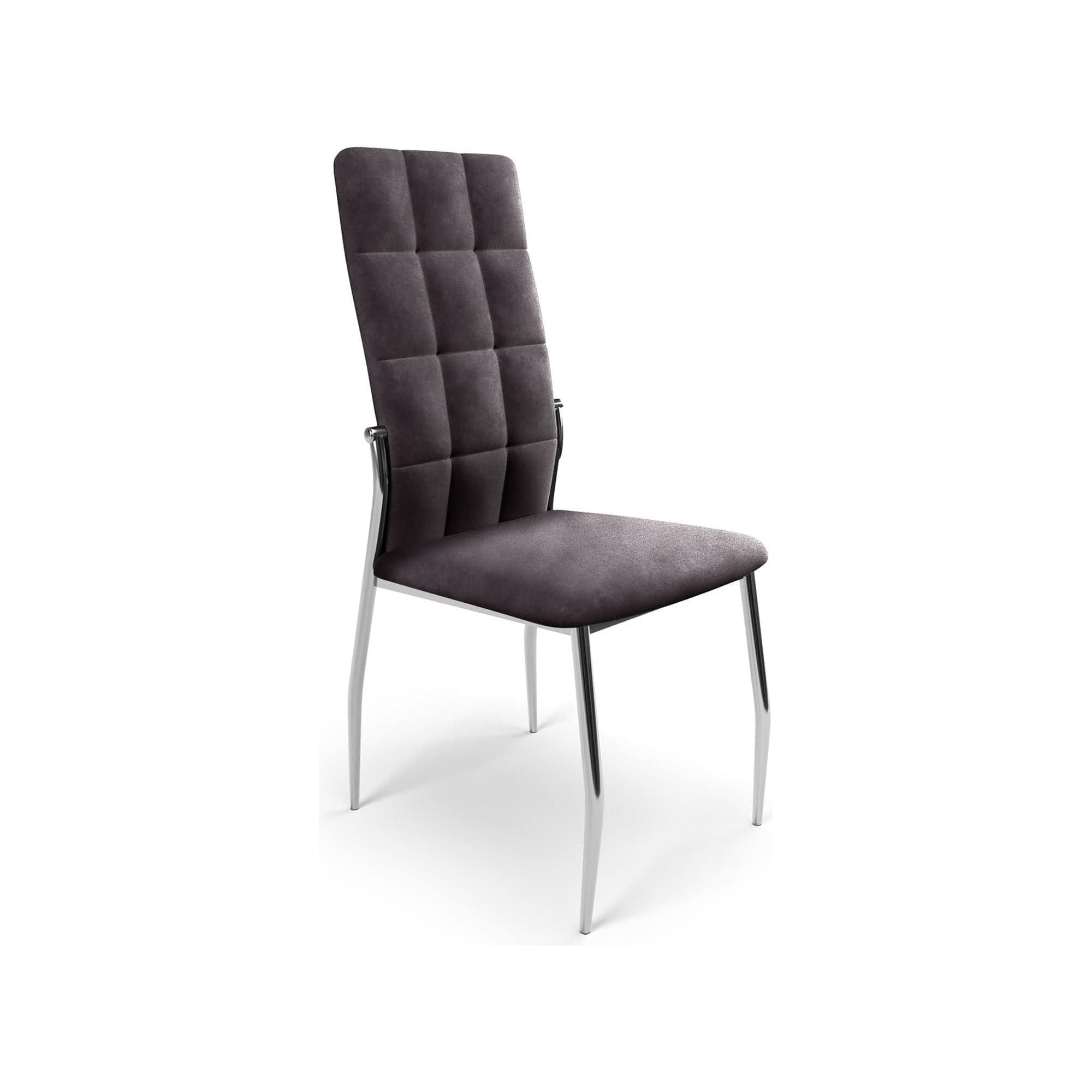 Scaun tapitat K416, gri/argintiu, stofa catifelata/metal, 43x54x101 cm