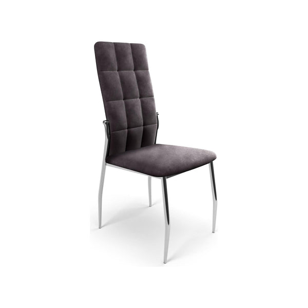 Scaun tapitat K416, gri/argintiu, stofa catifelata/metal, 43x54x101 cm