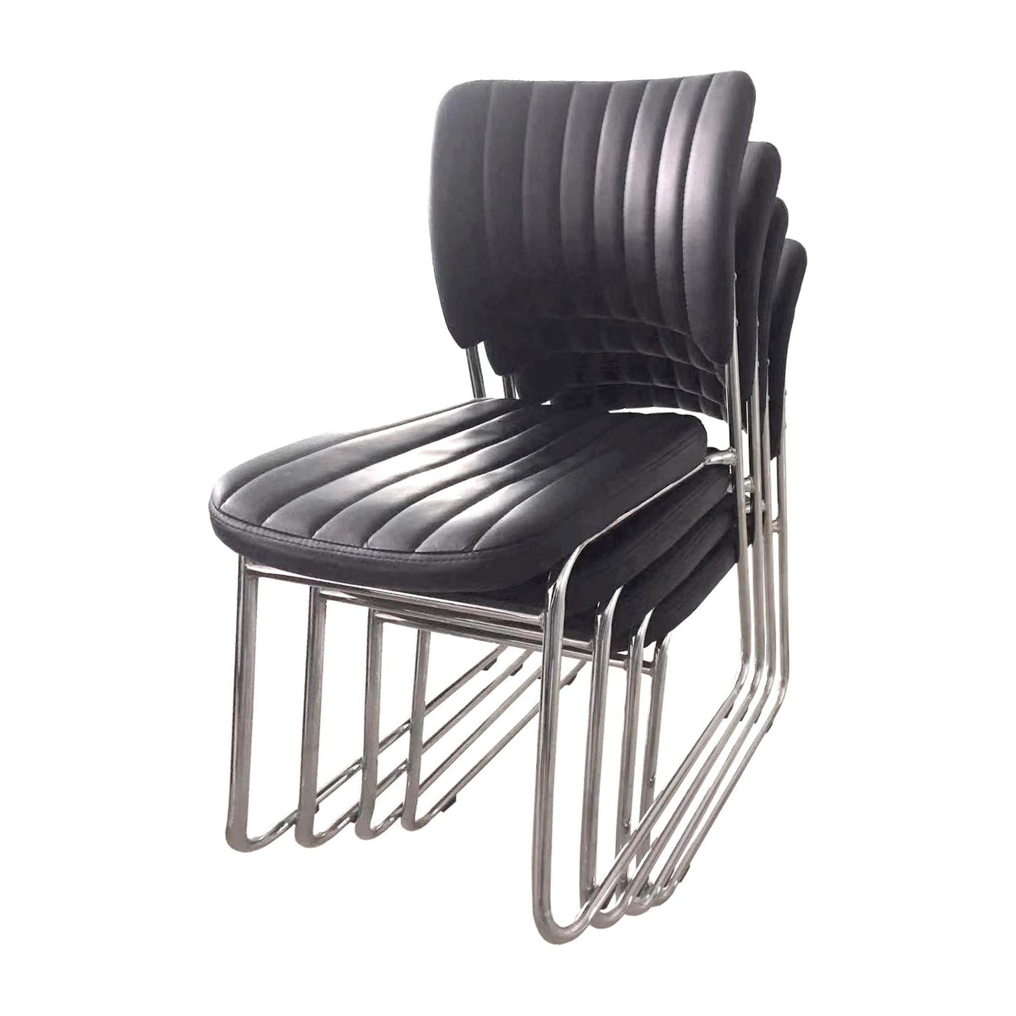 Scaun tapitat Rapid Black, negru/crom, metal/piele ecologica, 48X58X83 CM