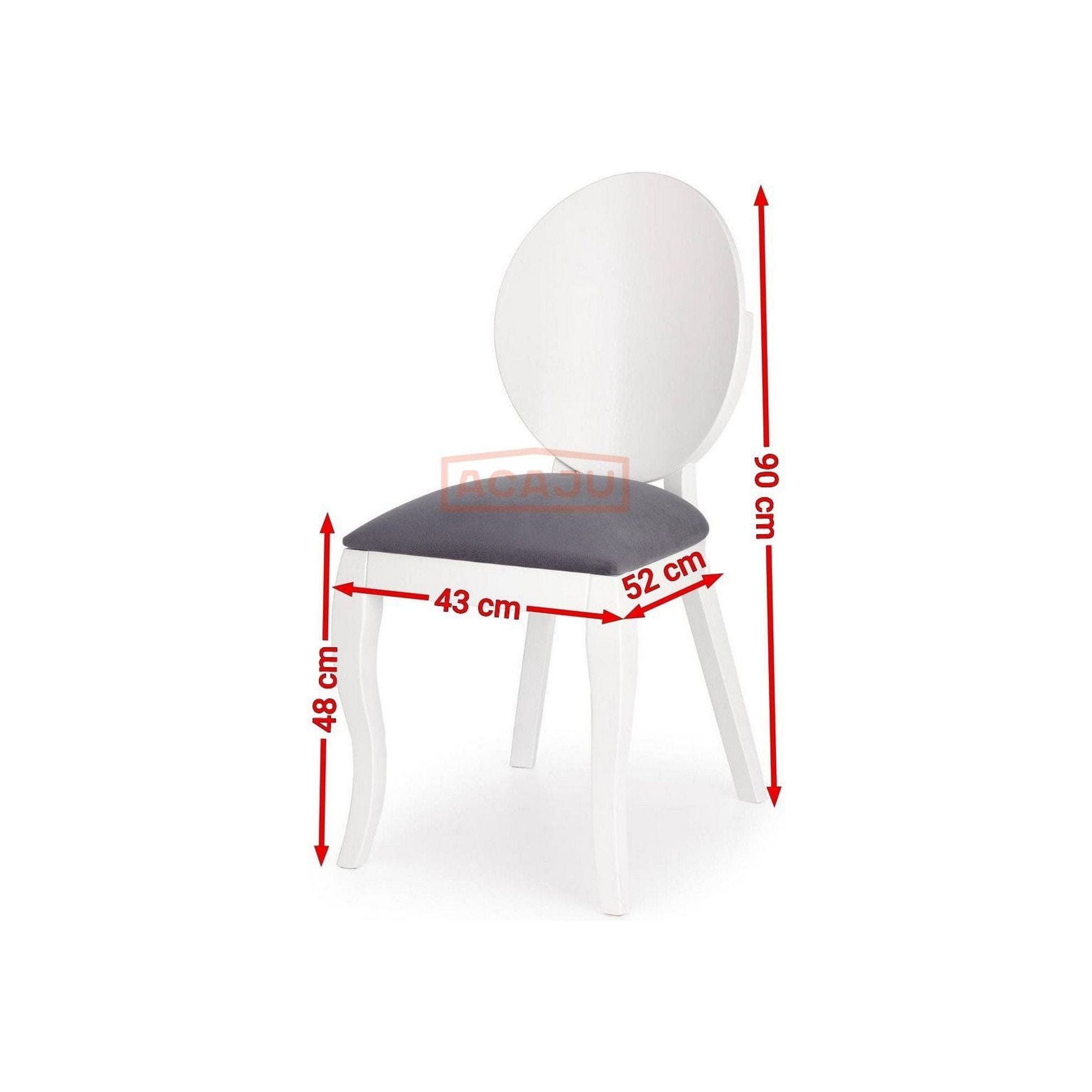 Scaun tapitat Verdi, gri/alb, stofa clasica/lemn de fag, 43X52X90 CM