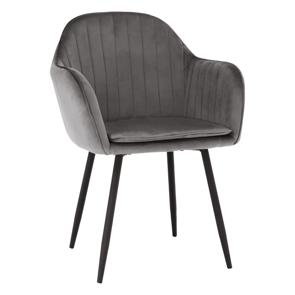 Scaun ZIRKON, gri/negru, catifea/metal, 56x55x82 cm