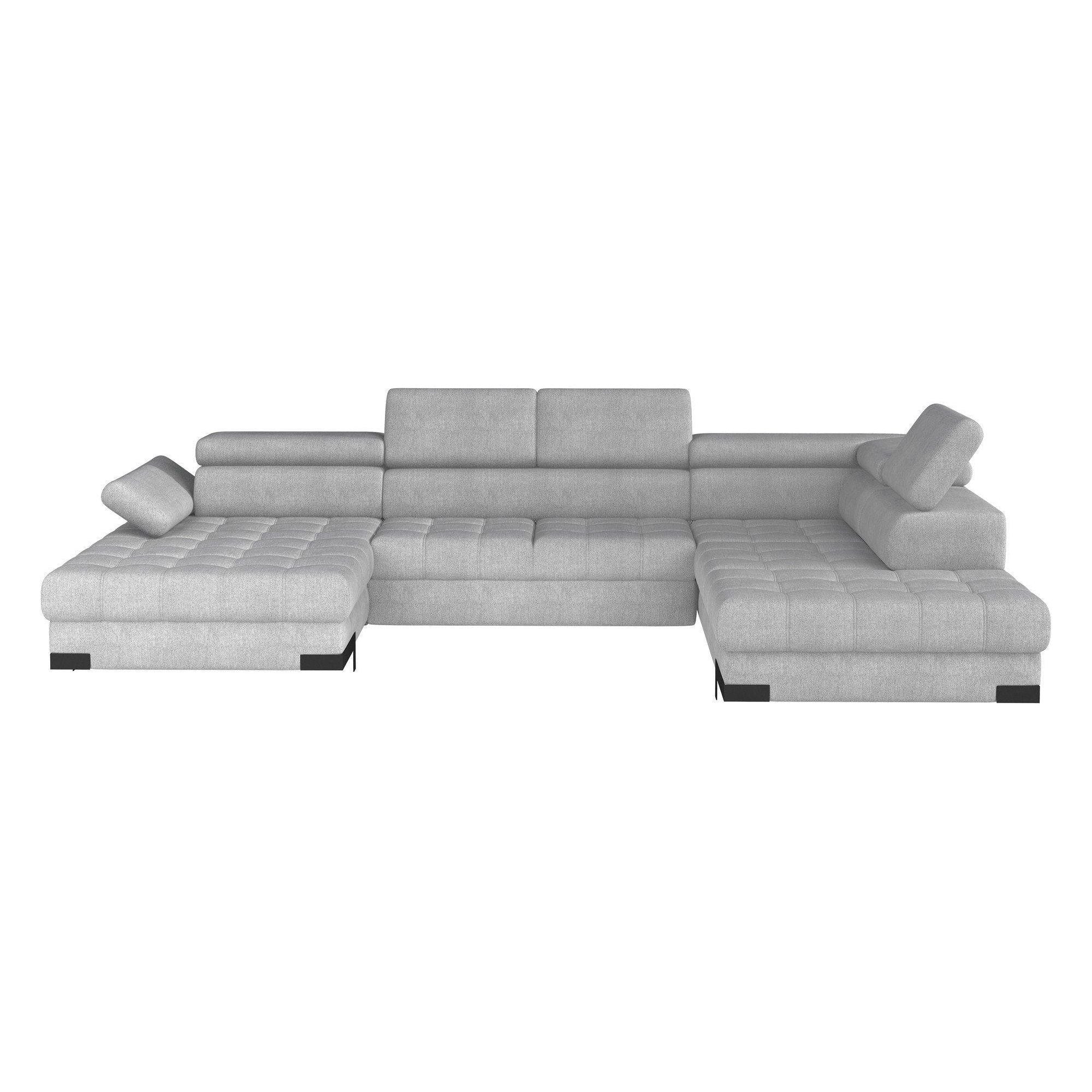 Coltar extensibil SELVA XL, sezlong dreapta, stofa catifelata maro - Palladium 4, Gama Premium, cu lada depozitare si tetiere reglabile, 339x223x95 cm