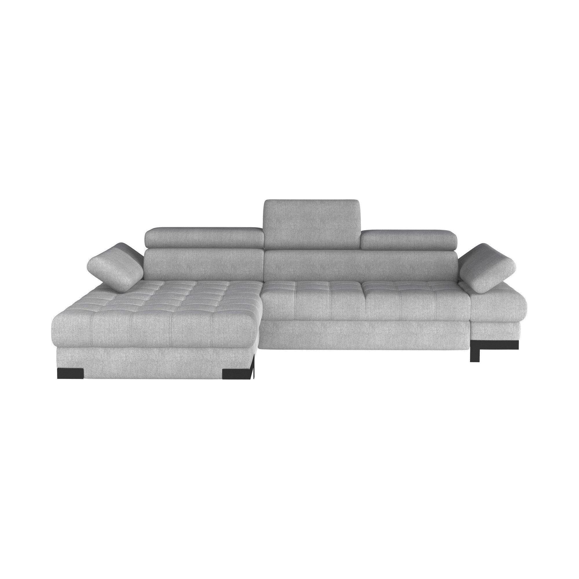 Coltar extensibil SELVA MINI, sezlong stanga, stofa clasica gri - Austin 19, cu lada depozitare, 270x173x95 cm