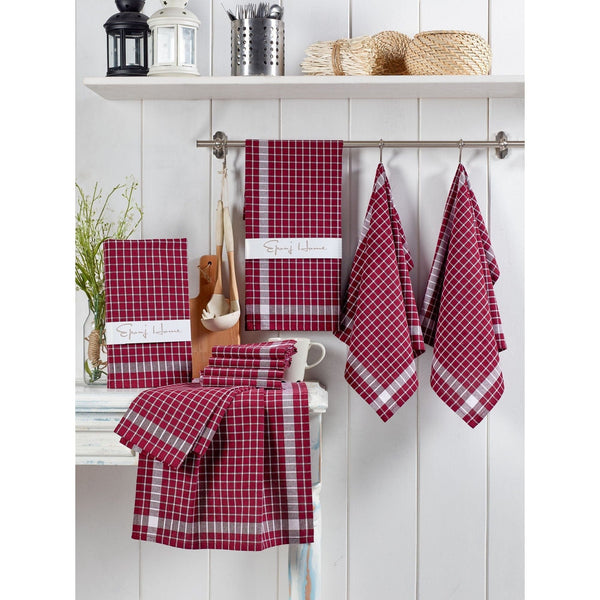 Set 10 prosoape bucatarie KUP, visiniu, bumbac, 45x65 cm