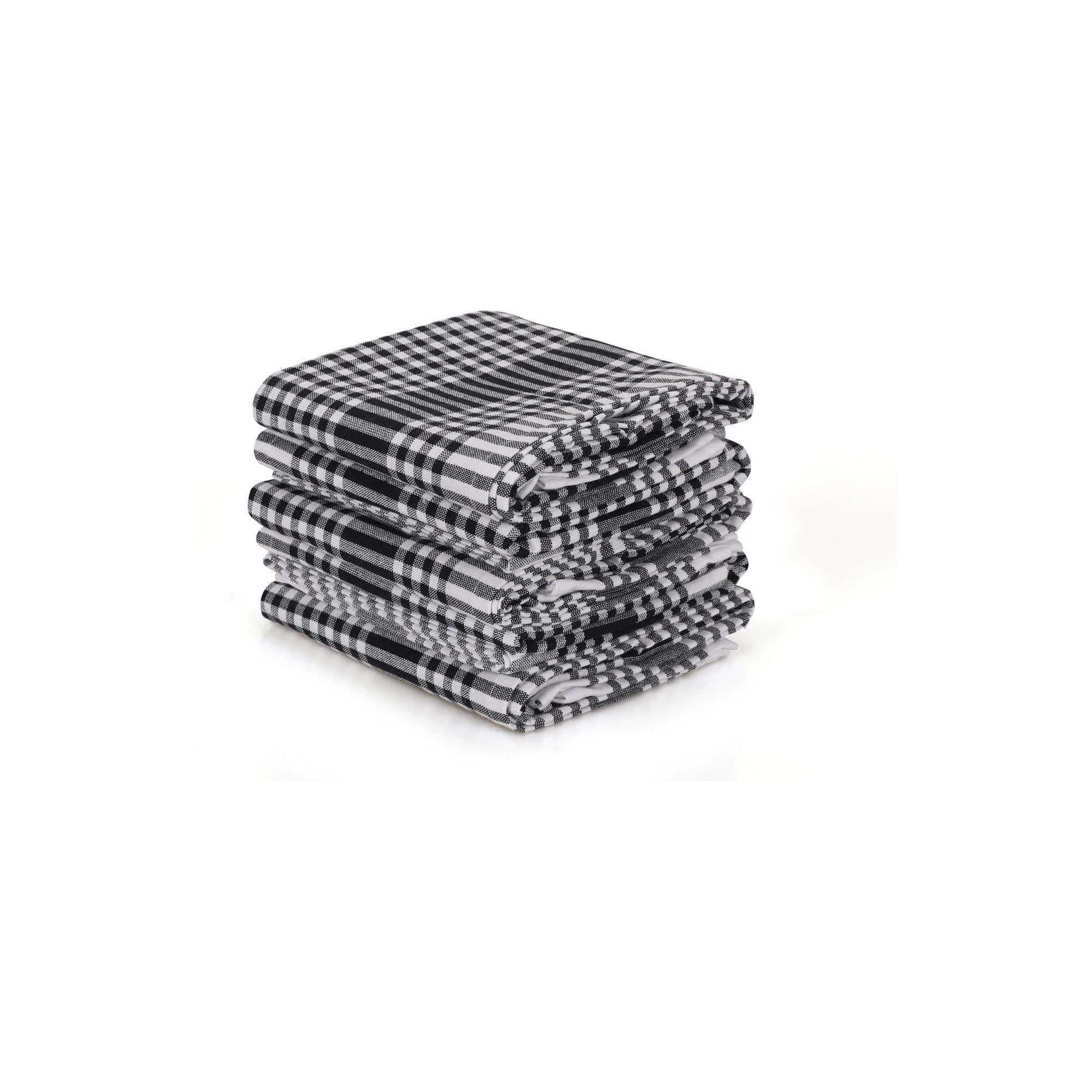 Set 10 prosoape bucatarie POTIKARELI, alb/negru, bumbac, 45x65 cm
