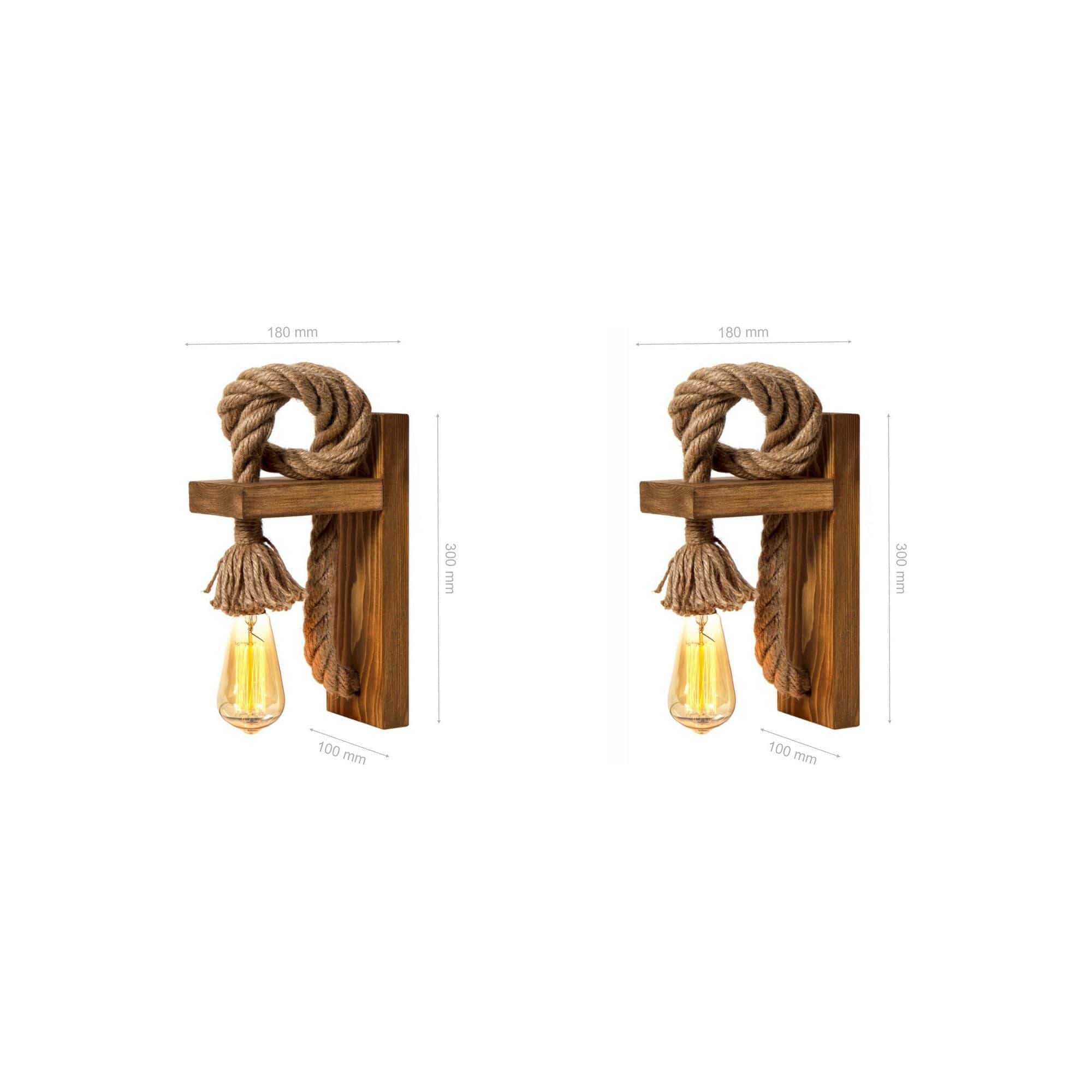 Set 2 aplice KN15, stejar, lemn molid/franghie, 10x18x30 cm