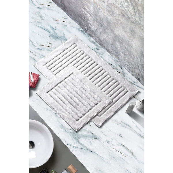 Set 2 covorase baie 394ANR1272, forma dreptunghiulara, bumbac, alb