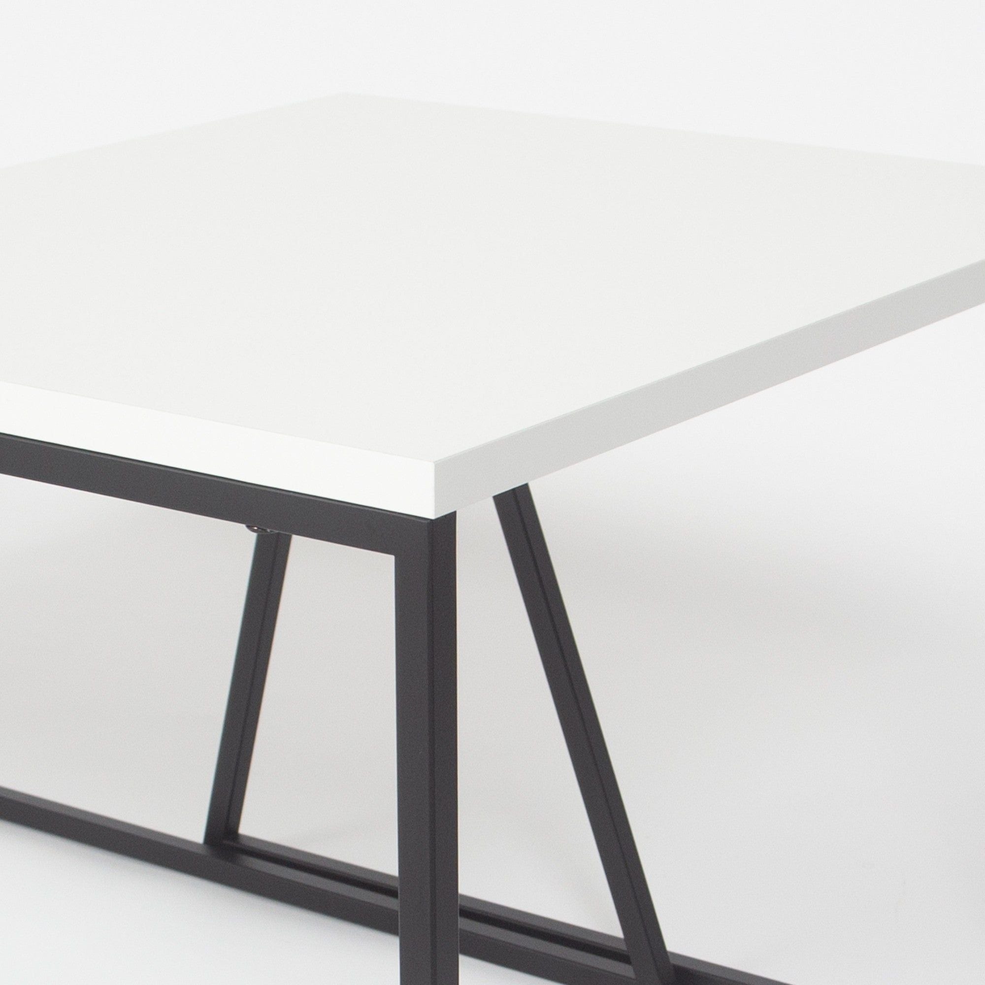 Set 2 masute cafea 855DTE2915, alb/negru, PAL melaminat/metal