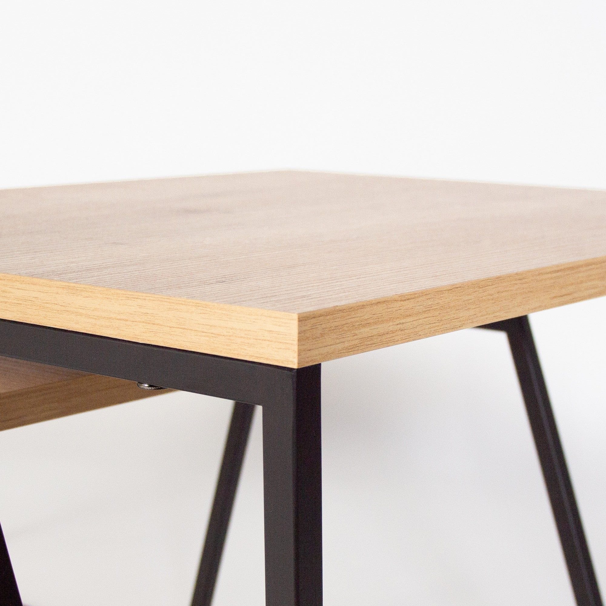 Set 2 masute cafea 855DTE2917, stejar/negru, PAL melaminat/metal