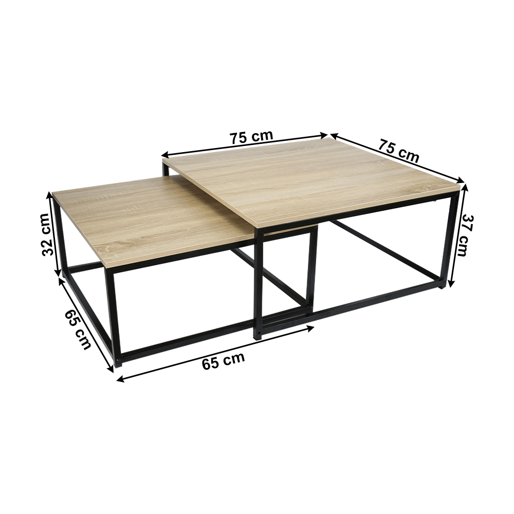 Set 2 masute cafea KASTLER NEW TIPUL 1, stejar sonoma/negru