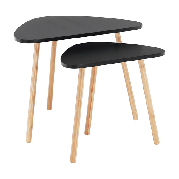 Set 2 masute GOREJ, negru/stejar