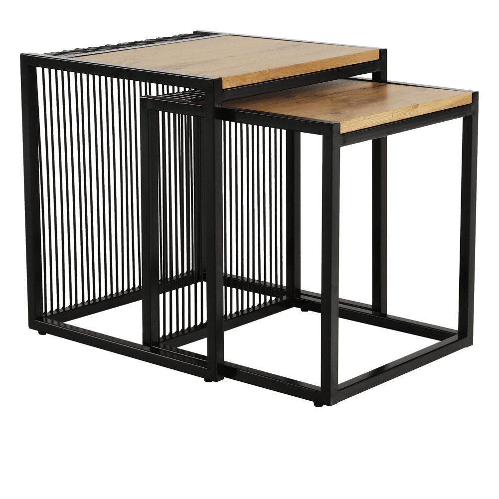 Set 2 masute RIMBO, stejar/negru