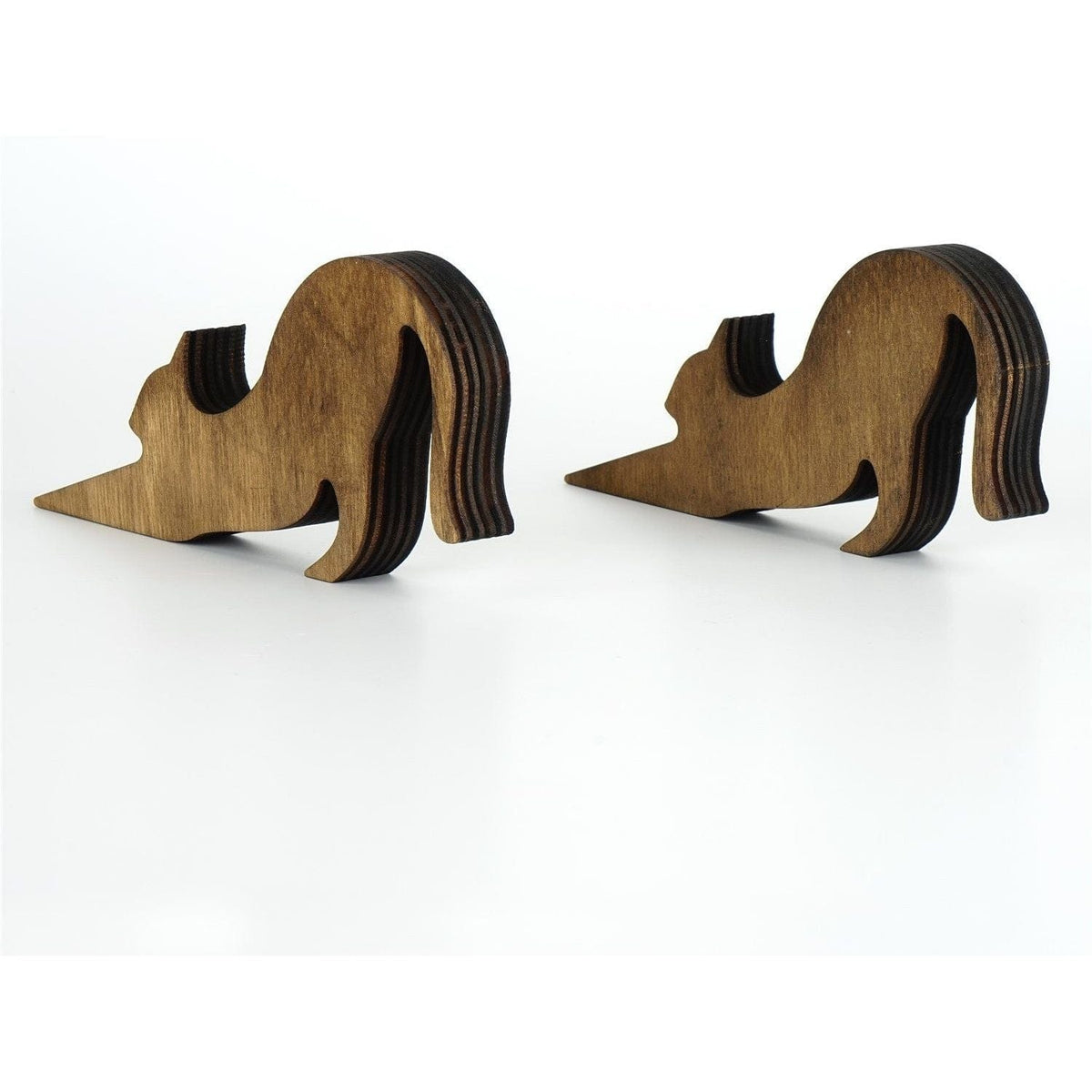 Set 2 opritoare pentru usa, nuc, lemn, 16x2x8 cm