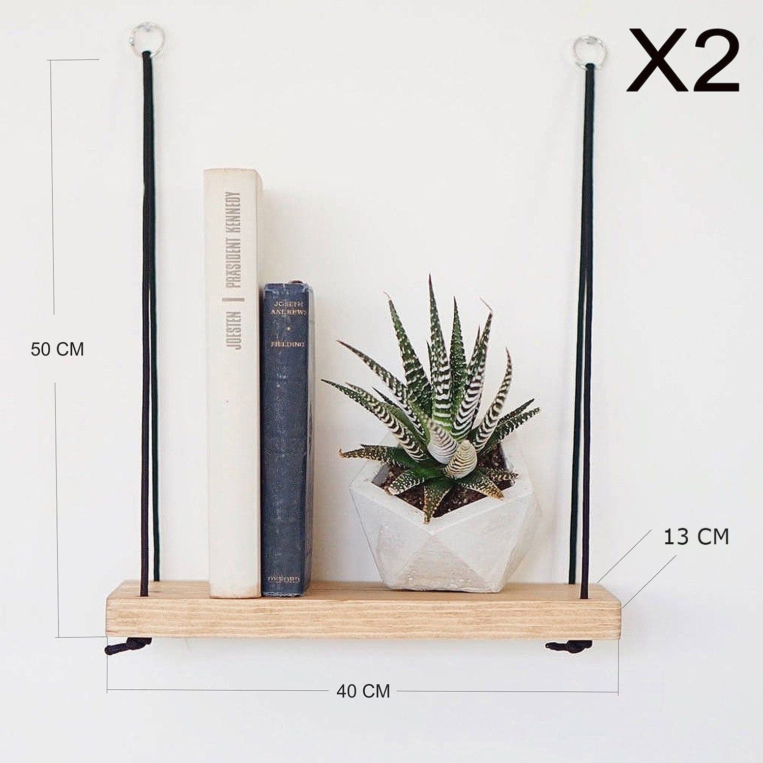 Set 2 polite AA098, stejar, lemn de molid, 40x13x50 cm