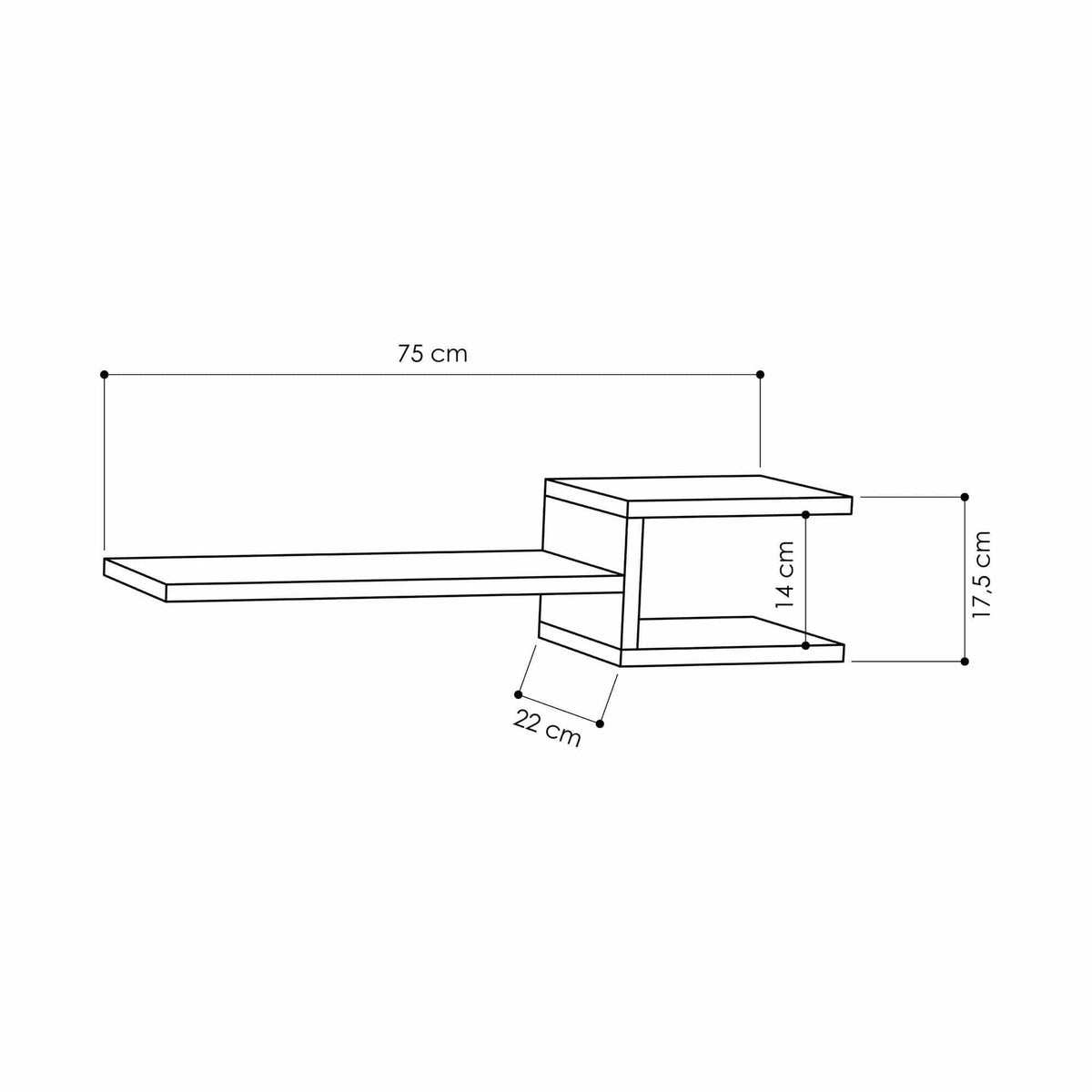 Set 2 polite FORK, alb, PAL melaminat, 75x22x18 cm