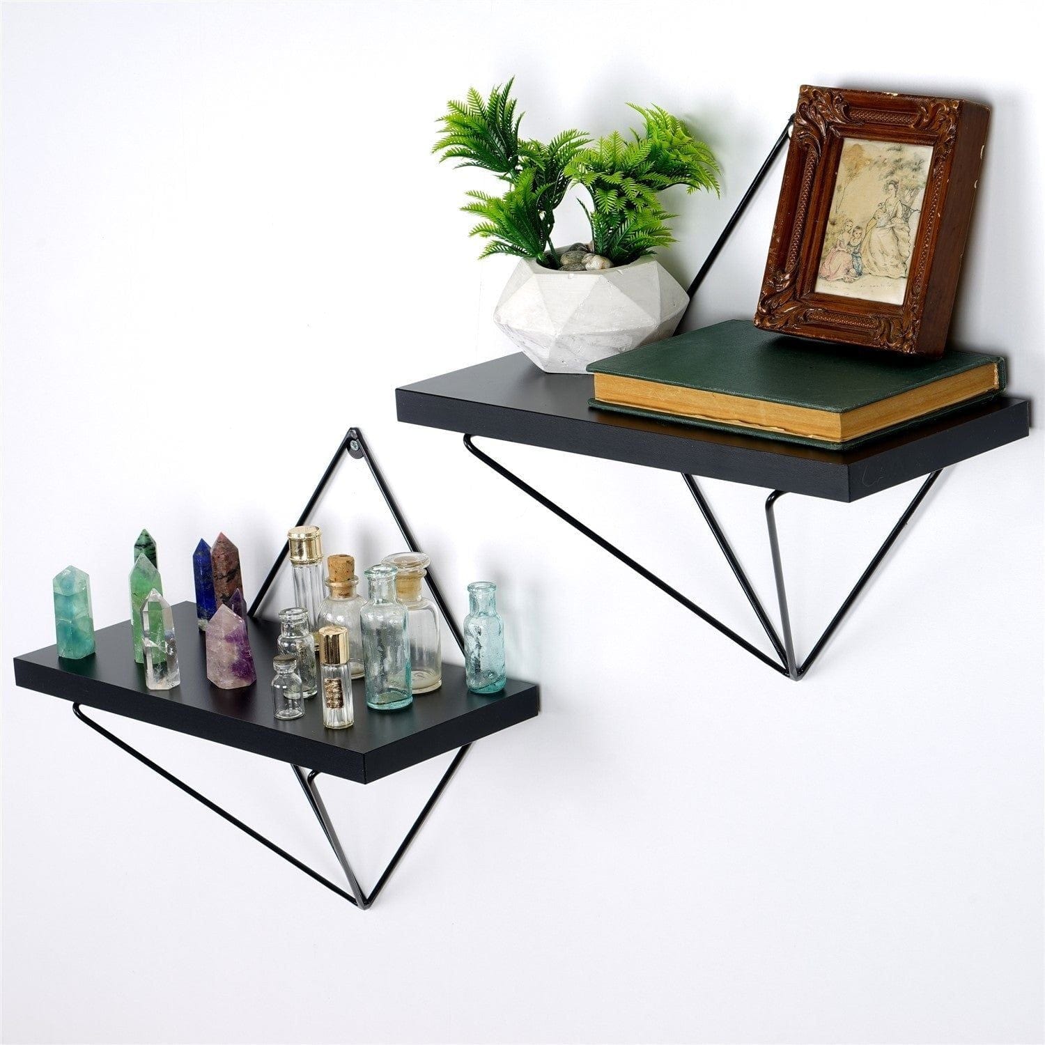 Set 2 polite WR059, negru, metal, 30x30x14 cm