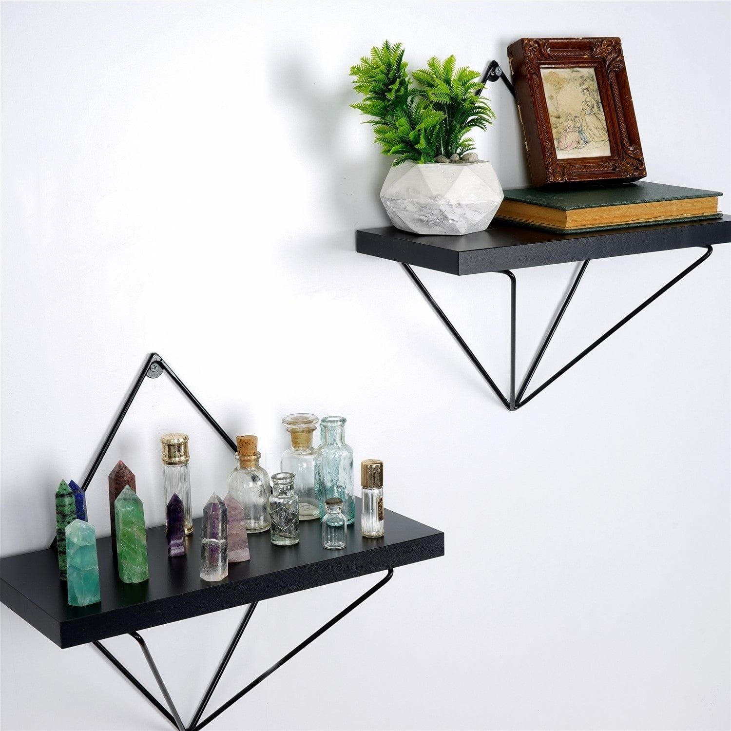 Set 2 polite WR059, negru, metal, 30x30x14 cm