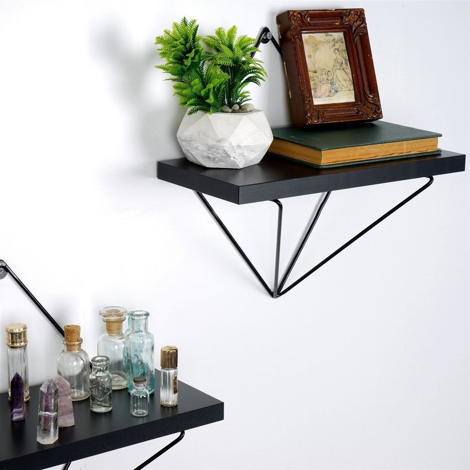 Set 2 polite WR059, negru, metal, 30x30x14 cm