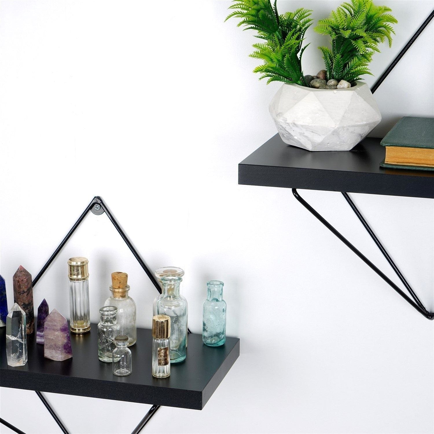 Set 2 polite WR059, negru, metal, 30x30x14 cm