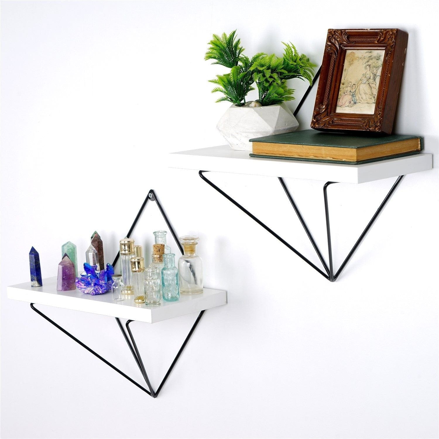 Set 2 polite WR060, alb/negru, metal, 30x30x14 cm