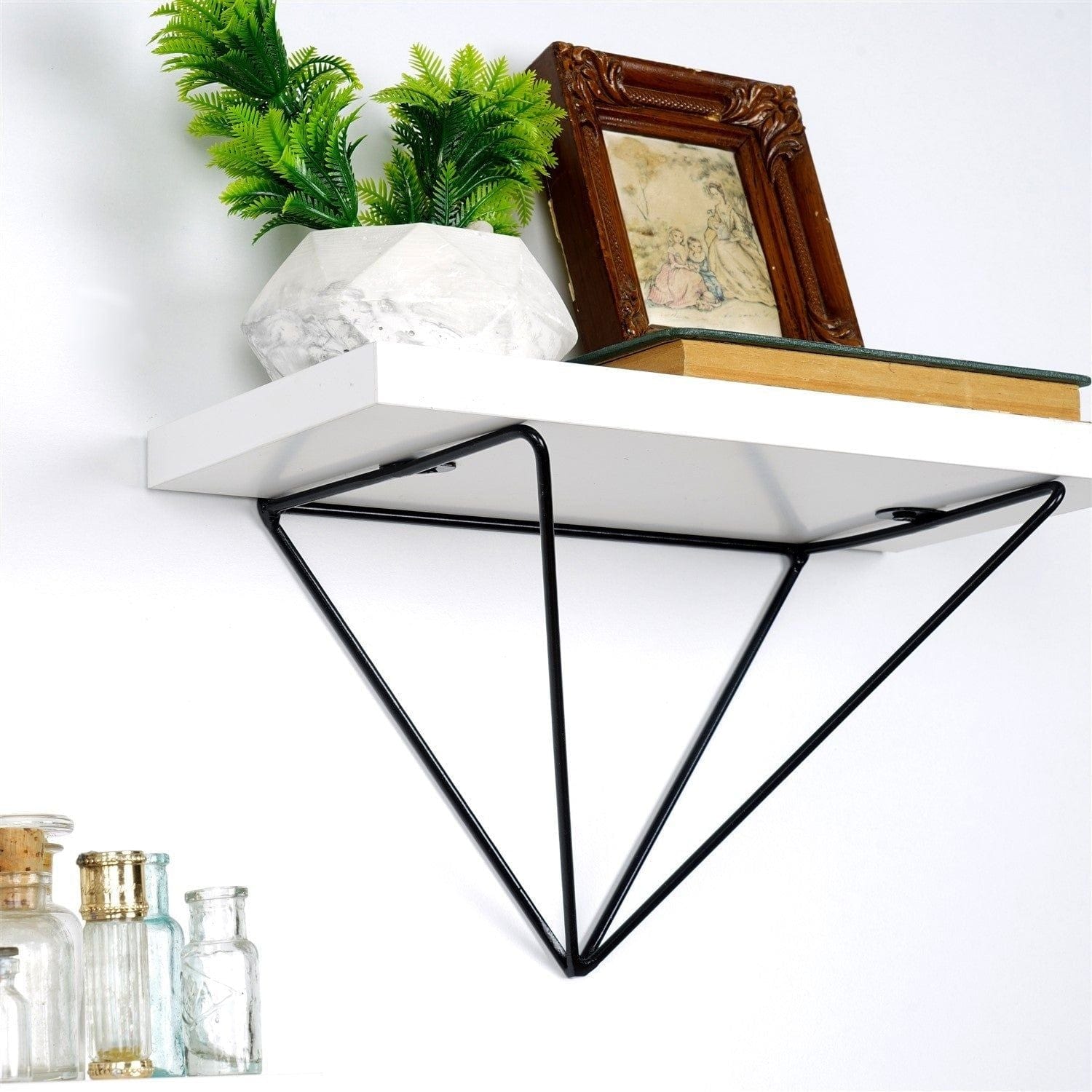 Set 2 polite WR060, alb/negru, metal, 30x30x14 cm