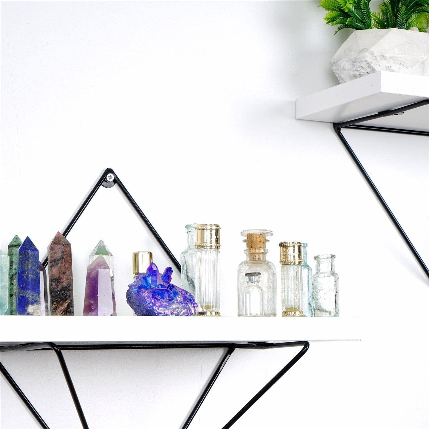 Set 2 polite WR060, alb/negru, metal, 30x30x14 cm