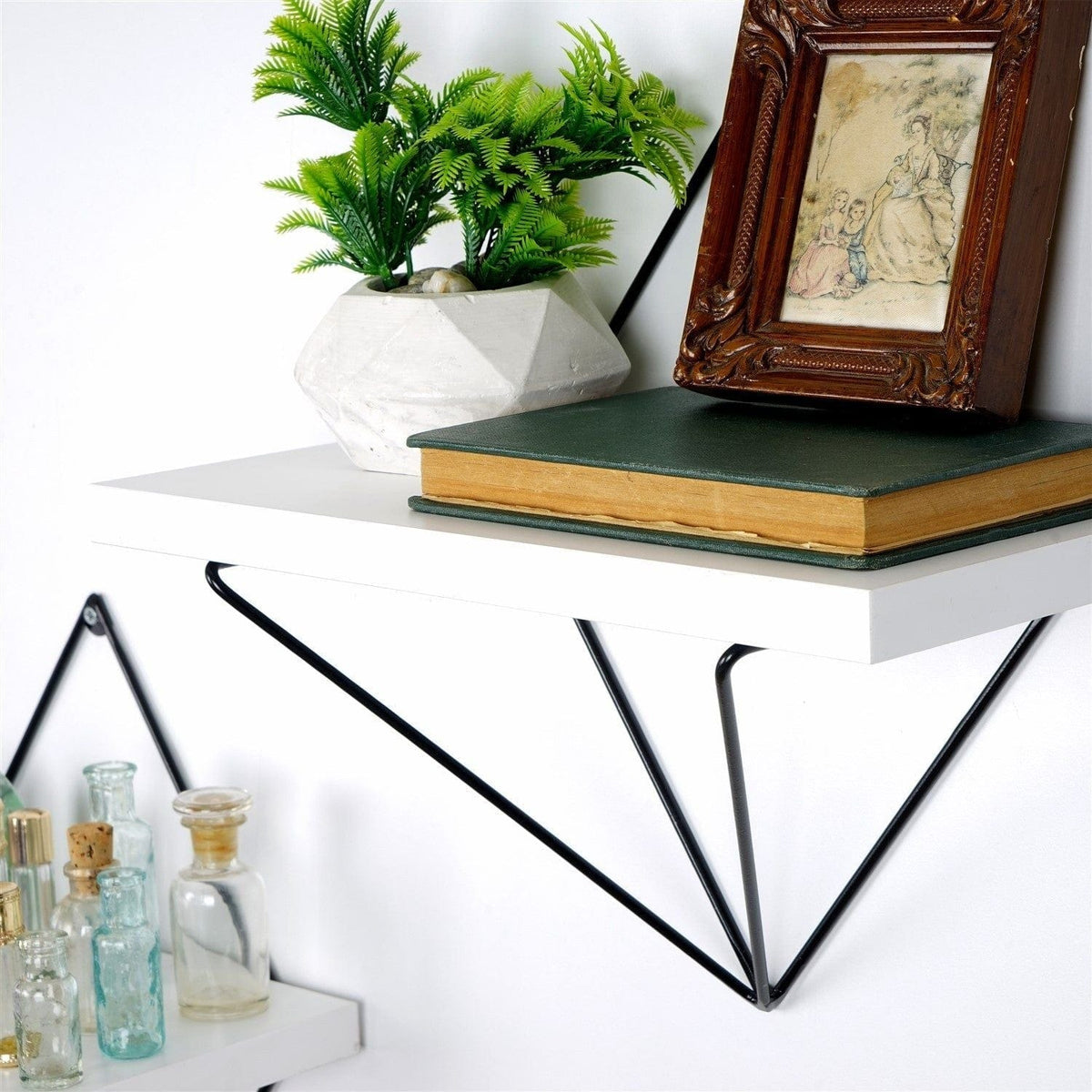 Set 2 polite WR060, alb/negru, metal, 30x30x14 cm