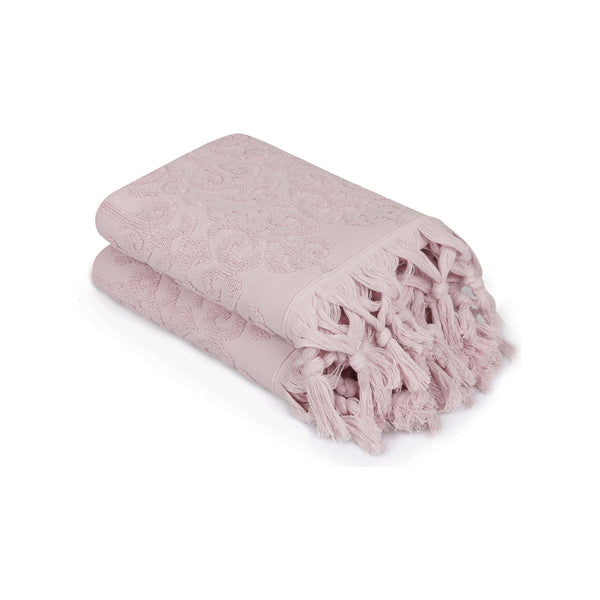 Set 2 prosoape baie 321SHS1272, roz pudra, bumbac, 50x90 cm