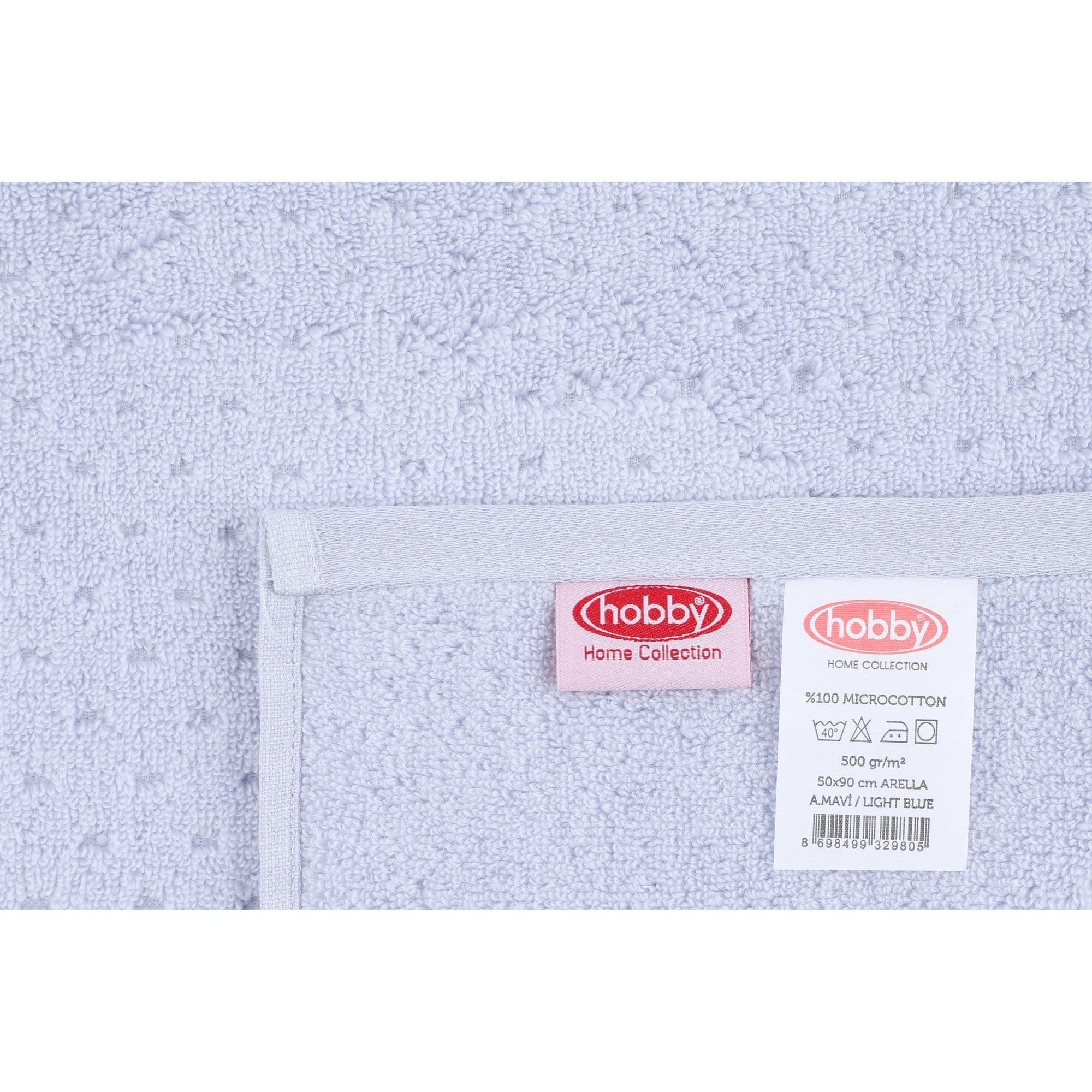 Set 2 prosoape baie ARELLA, albastru deschis, bumbac, 50x90 cm