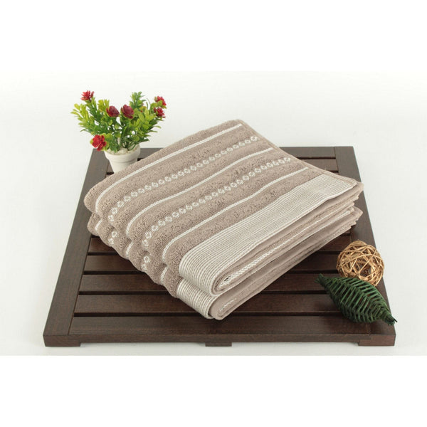 Set 2 prosoape baie BOMBELI, maro deschis, bumbac, 50x90 cm