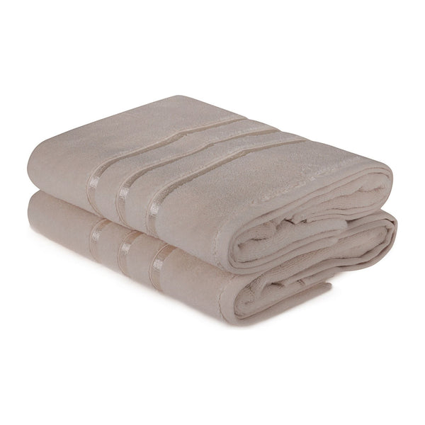 Set 2 prosoape baie DOLCE, crem inchis, bumbac, 70x140 cm
