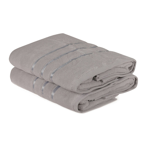 Set 2 prosoape baie DOLCE, gri, bumbac, 70x140 cm