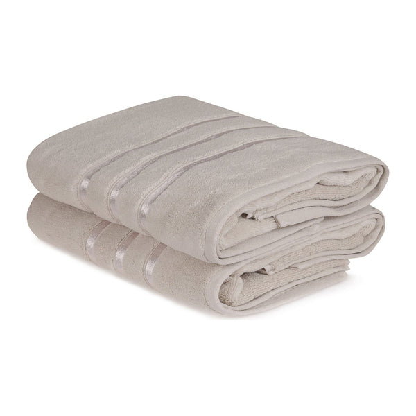 Set 2 prosoape baie DOLCE, gri deschis, bumbac, 70x140 cm