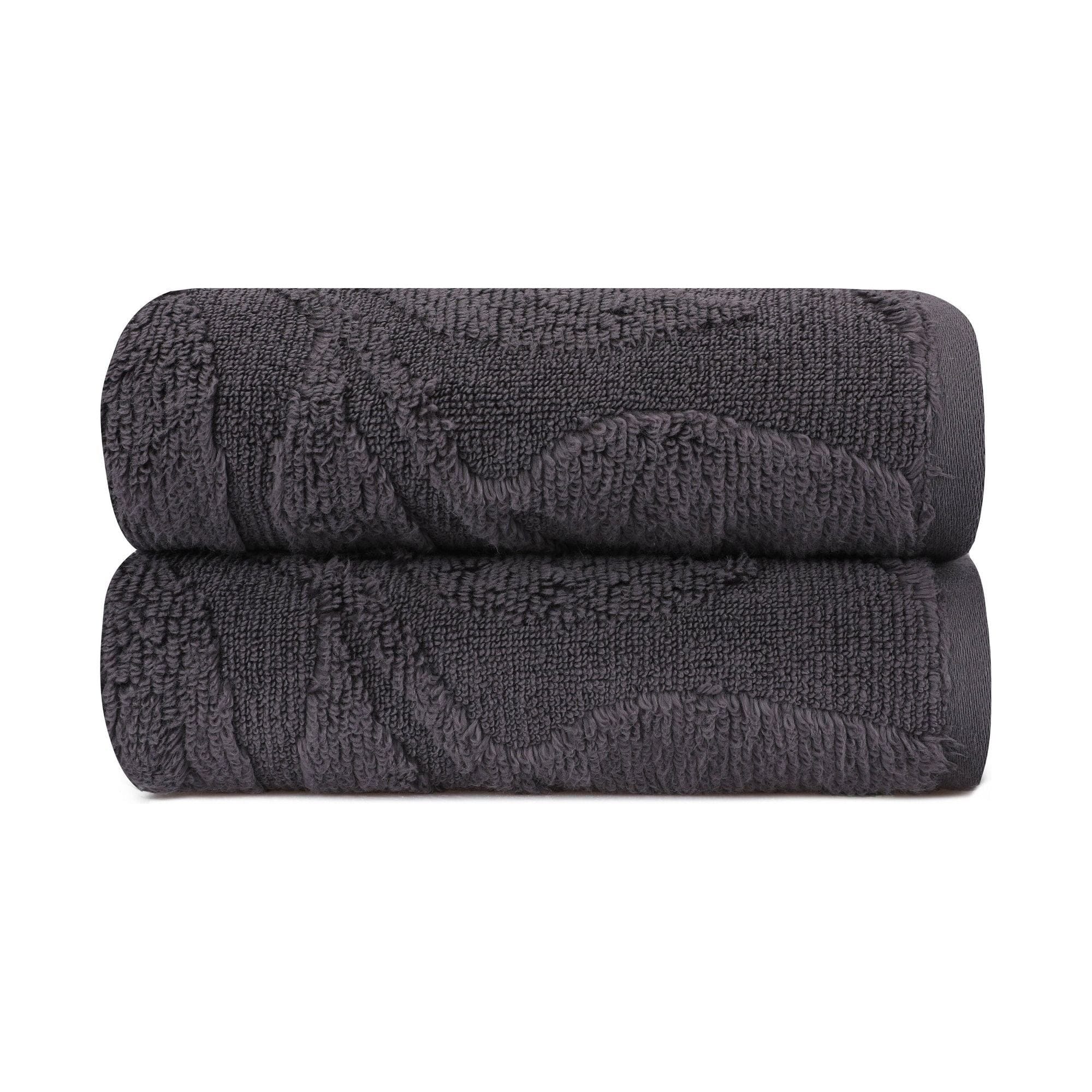 Set 2 prosoape baie ESTELA, gri inchis, bumbac, 50x90 cm