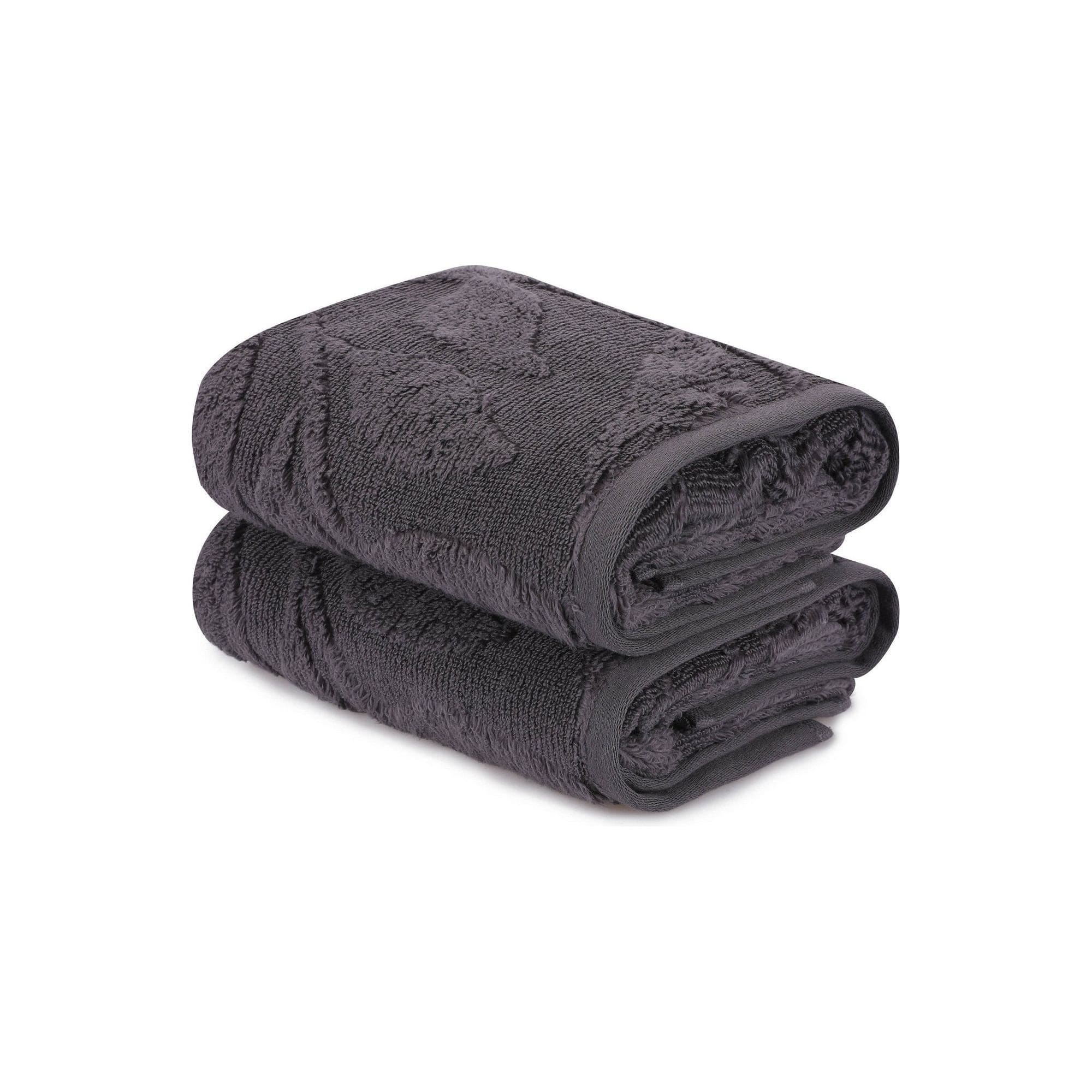 Set 2 prosoape baie ESTELA, gri inchis, bumbac, 50x90 cm