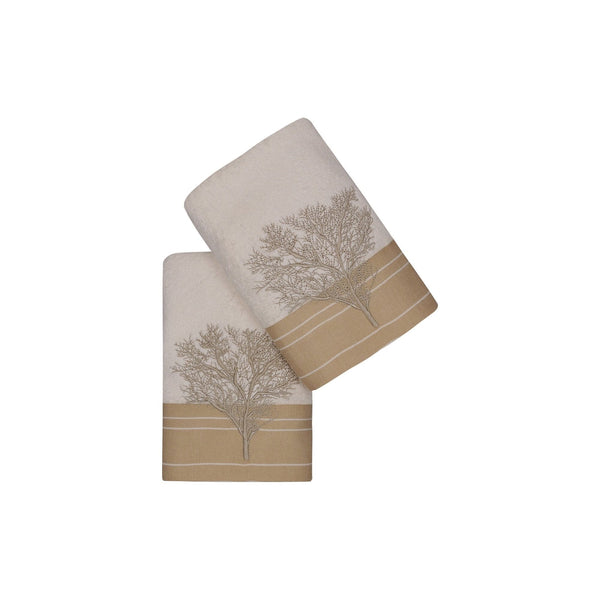 Set 2 prosoape baie INFINITY, crem/maro, bumbac, 50x90 cm