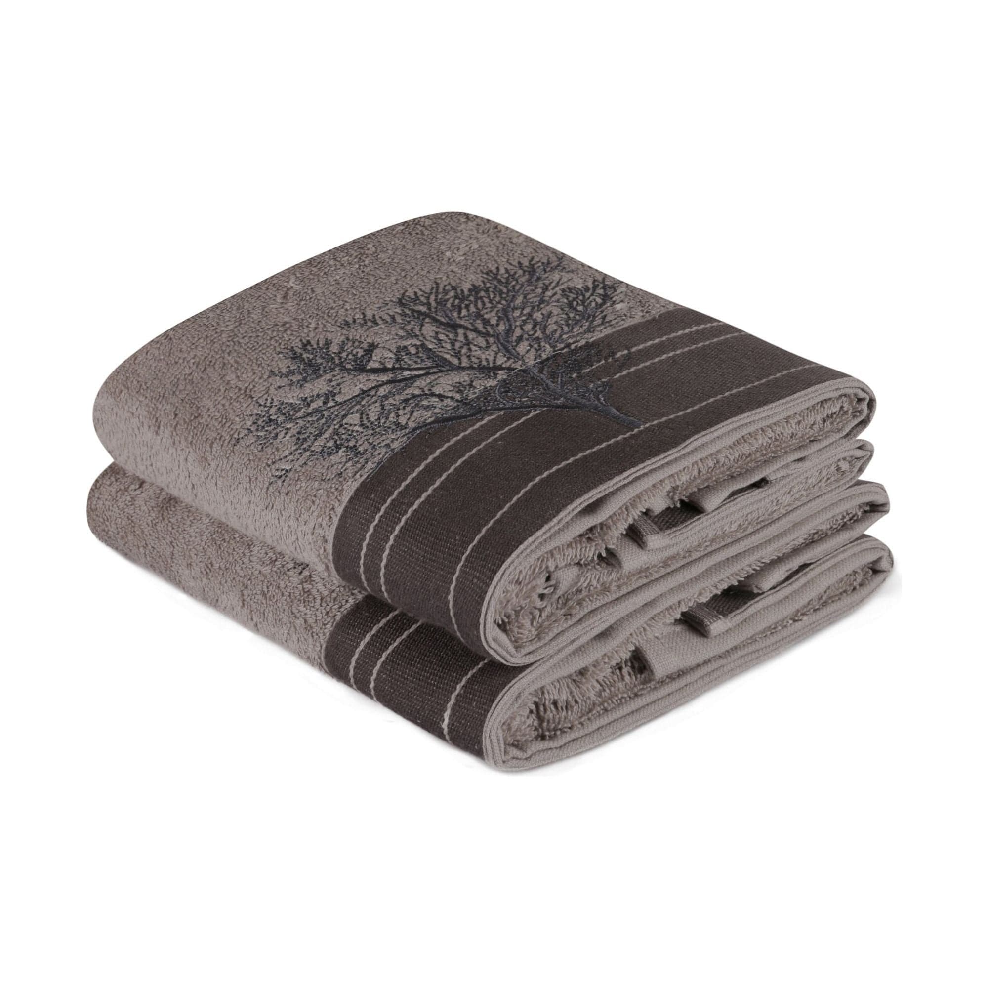 Set 2 prosoape baie INFINITY, maro, bumbac, 50x90 cm