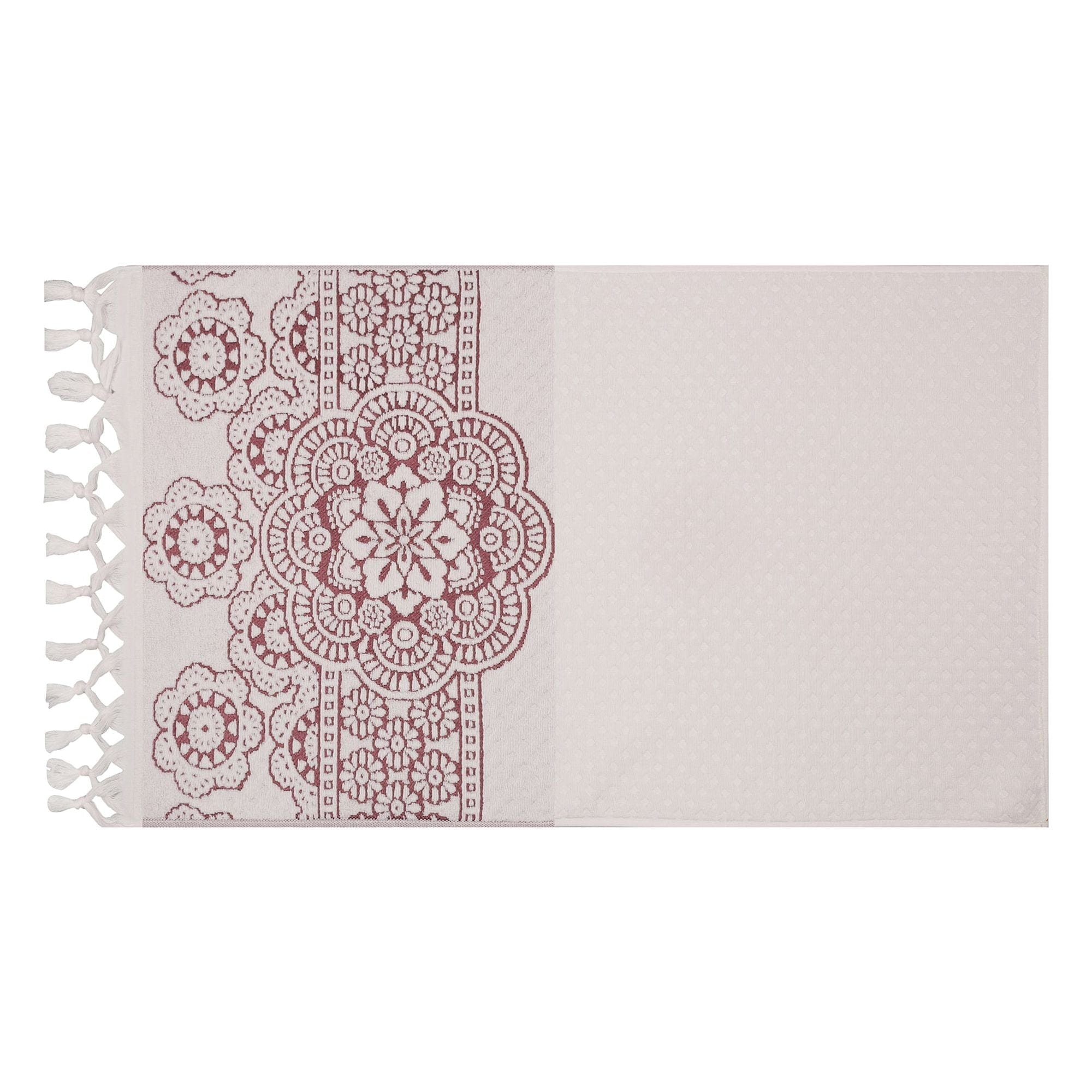 Set 2 prosoape baie MARCELLO, rosu/alb, bumbac, 50x90 cm