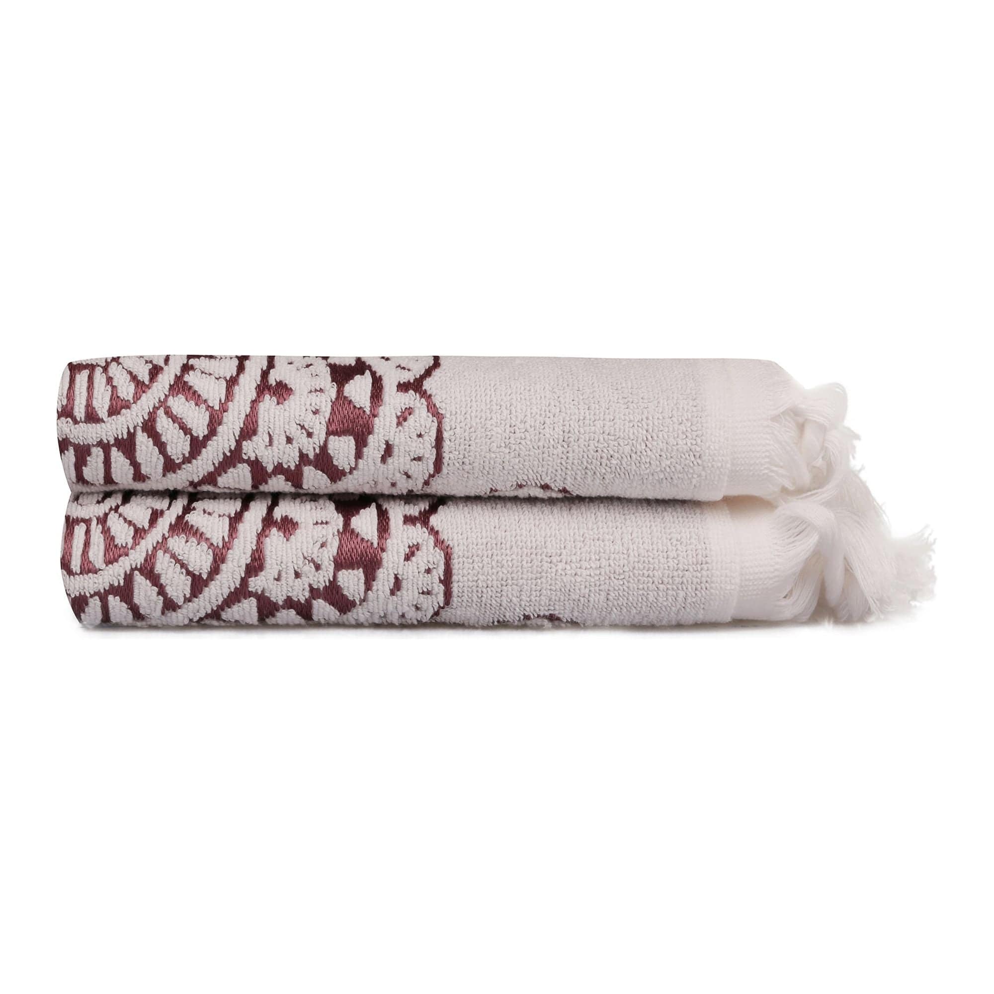 Set 2 prosoape baie MARCELLO, rosu/alb, bumbac, 50x90 cm