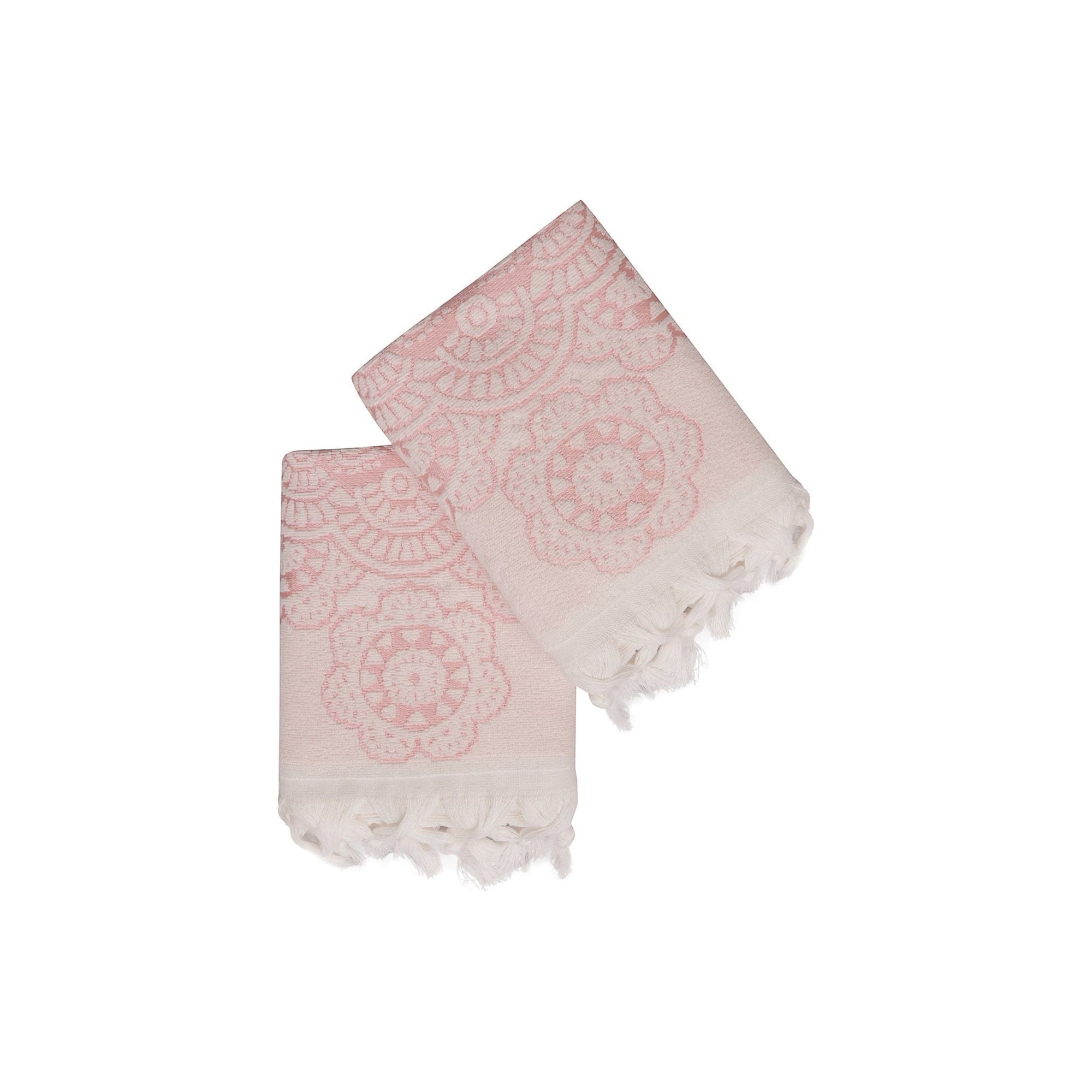 Set 2 prosoape baie MARCELLO, roz/alb, bumbac, 50x90 cm