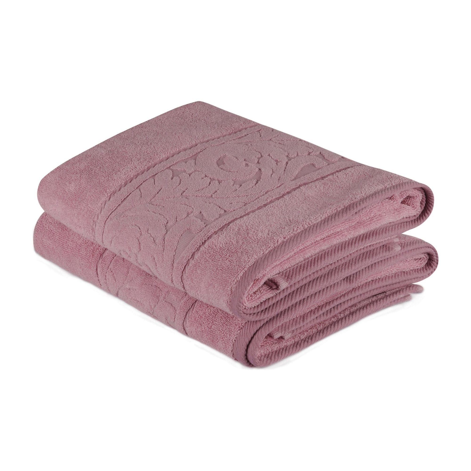 Set 2 prosoape baie SULTAN, roz pudra, bumbac, 70x140 cm
