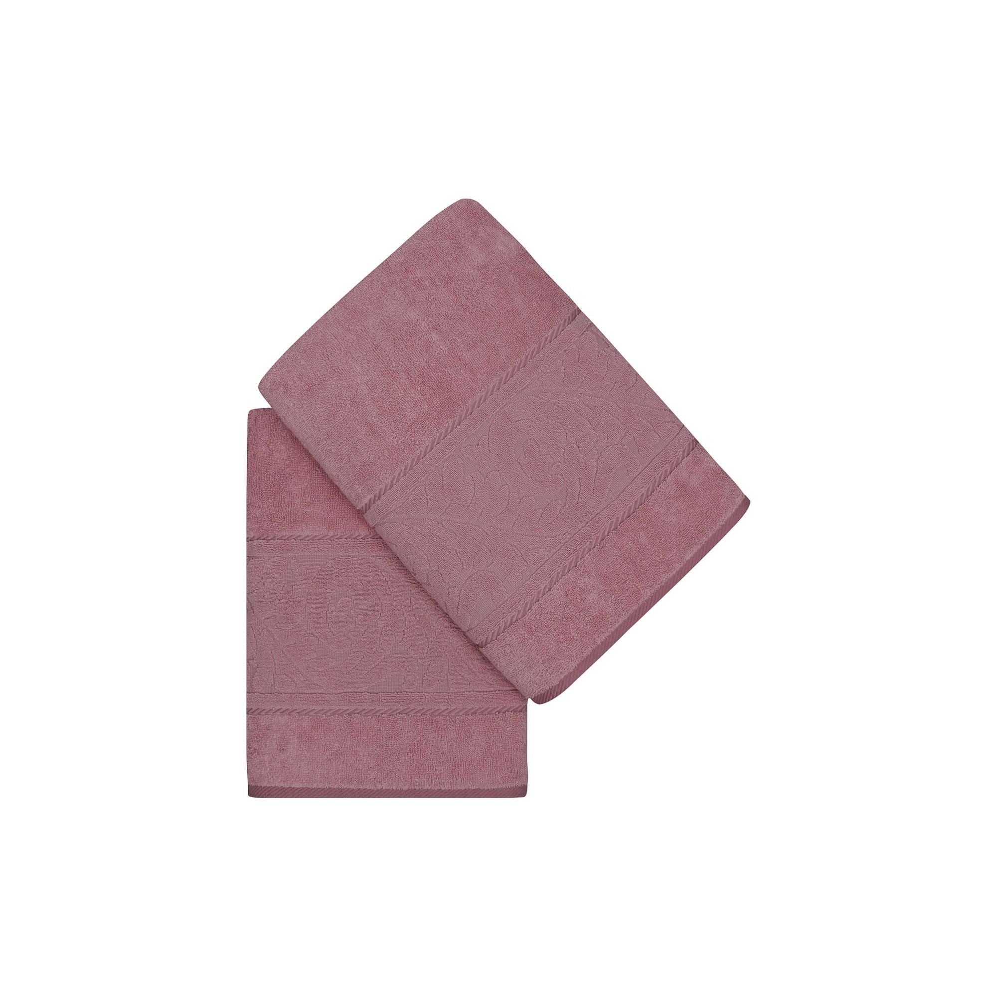 Set 2 prosoape baie SULTAN, roz pudra, bumbac, 70x140 cm