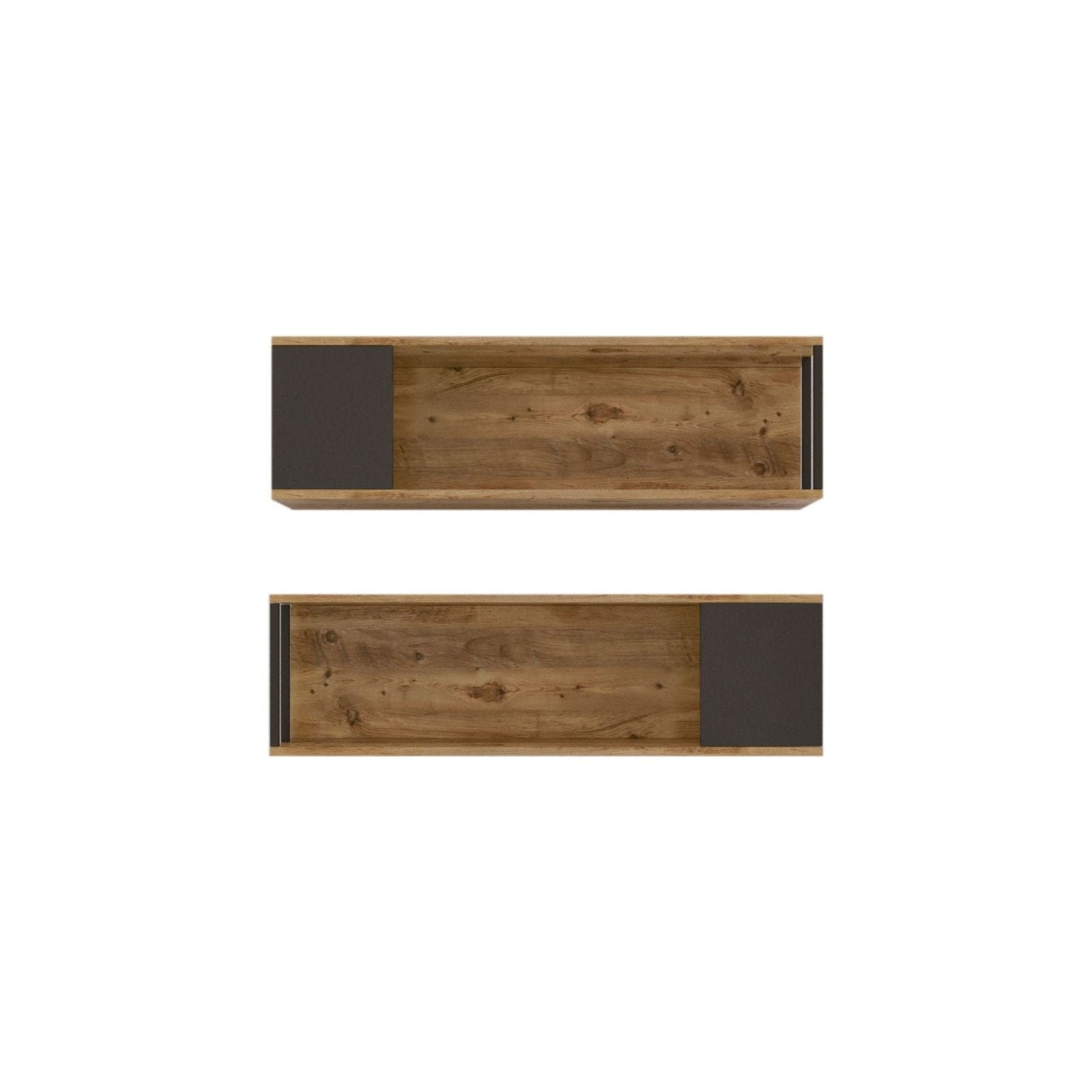 Set 2 rafturi VG18 - A, nuc/gri, PAL melaminat, 100x22x30 cm