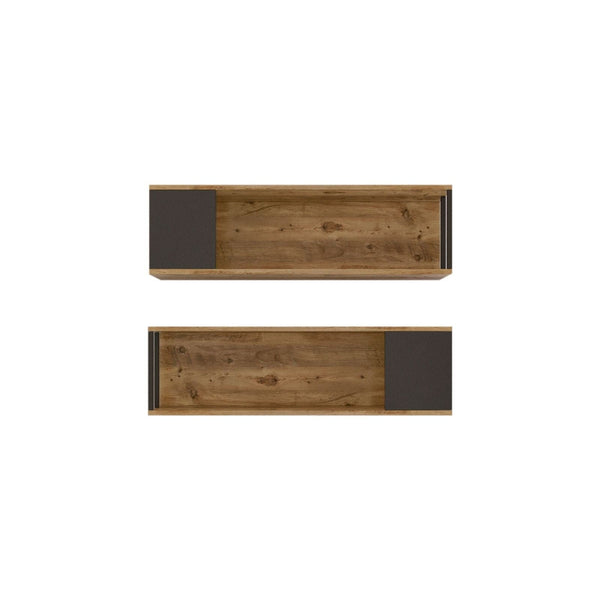 Set 2 rafturi VG18 - A, nuc/gri, PAL melaminat, 100x22x30 cm